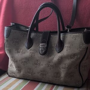Dooney & Bourke Tan and Brown Logo Satchel Bag